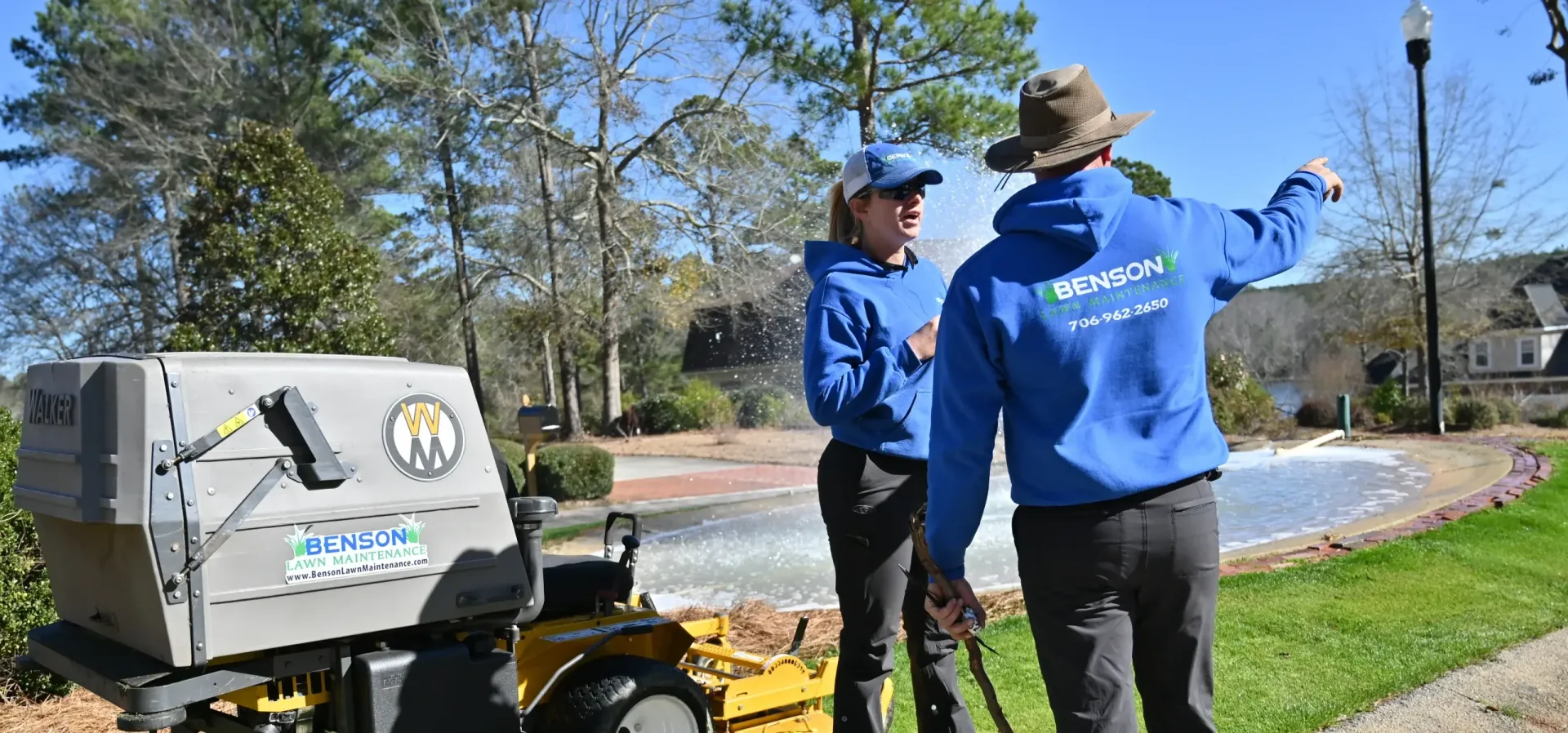 Benson Lawn Maintenance crew on a North Augusta job site